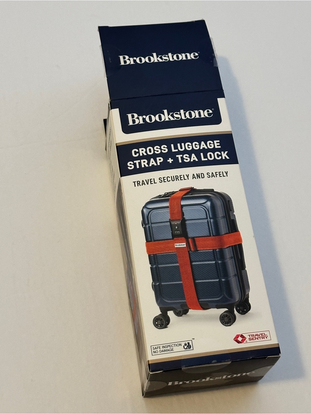 Brookstone Cross Luggage Strap with TSA Lock Orange Open-Box Like-New